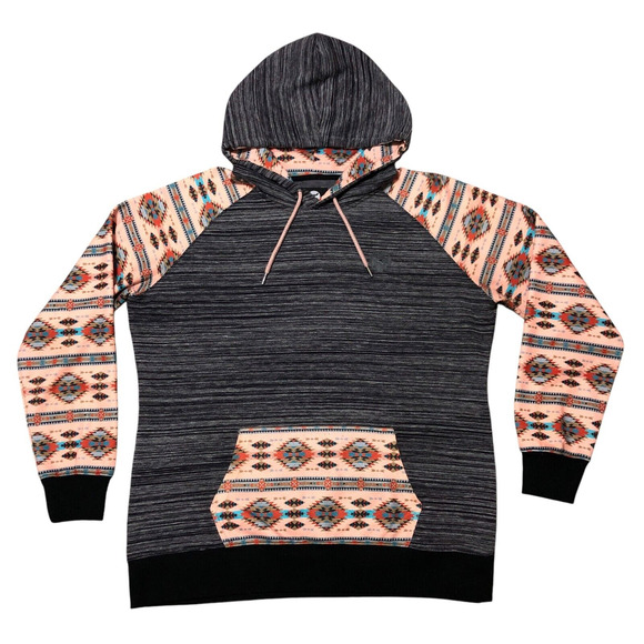 Hooey Hoodie Mens 2XL Gray Aztec Rodeo Western Southwestern Print Sweatshirt XXL - Picture 1 of 6
